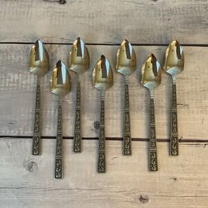 Riviera RIF4 Stainless Flatware Japan Set Of 7 Grapefruit Spoons‎ MCM Vintage